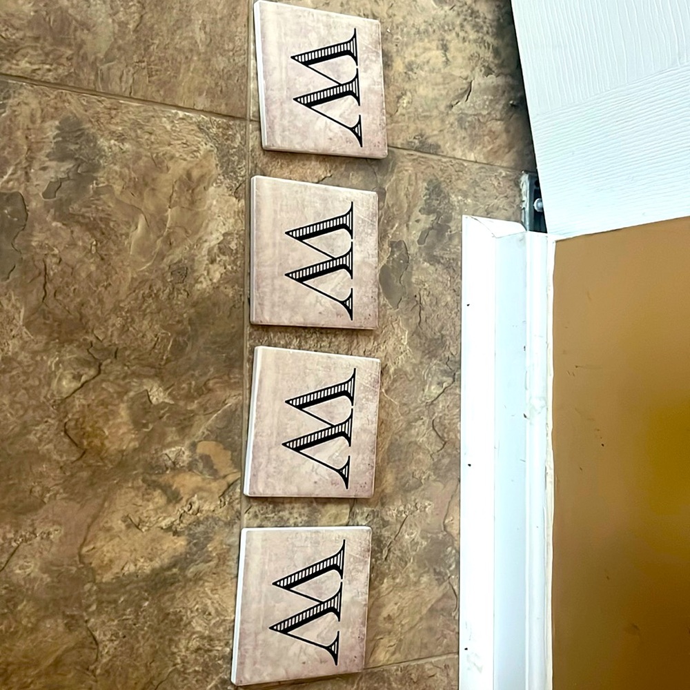 “W” inital coasters. Never used